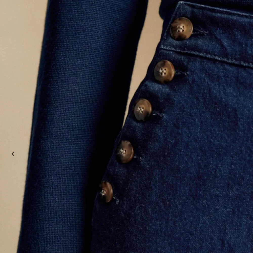 Sézane Marino High-Waist Bridge Trousers – Organic Cotton Denim | Size 36 - Picture 3 of 13